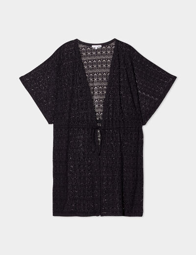 Robe de plage dentelle noir femme