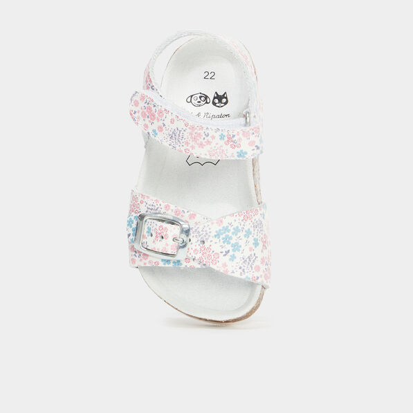 Sandales à scratchs en cuir blanc bébé fille