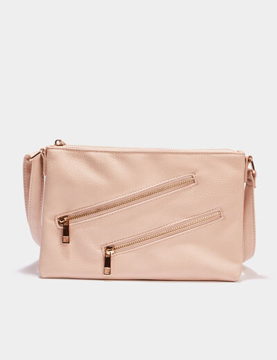 Sac en bandoulière détails zippés ivoire femme