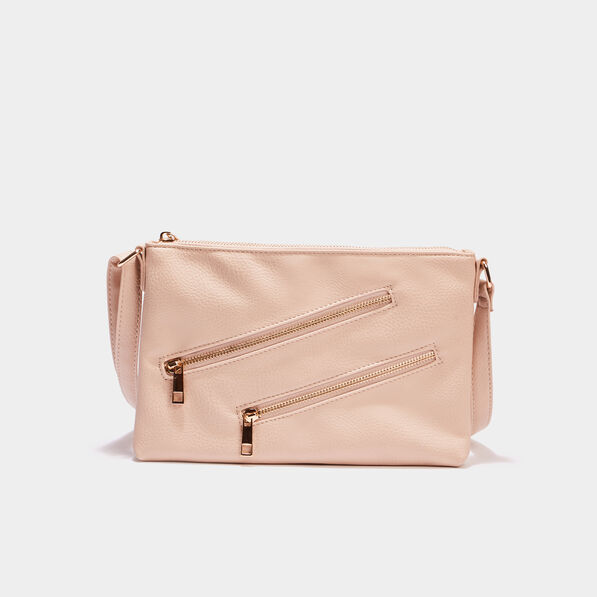 Sac en bandoulière détails zippés ivoire femme