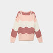 Pull col V ajour&eacute; manches longues rose clair femme