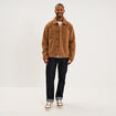 Veste sherpa polaire boutonn&eacute;e marron homme