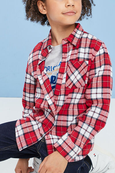 Chemise manches longues Creeks rouge garçon