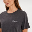 T-shirt col rond manches courtes coton gris fonc&eacute; femme
