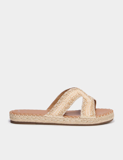 Mules effet tress&eacute; semelle &eacute;paisse sable femme