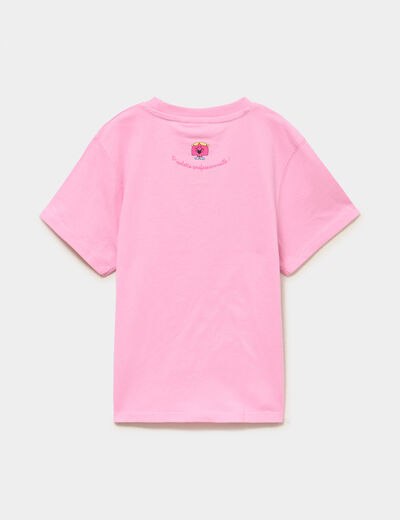 T-shirt col rond coton madame bavarde rose fille