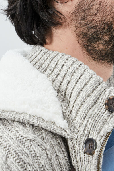 Gilet à capuche ivoire homme