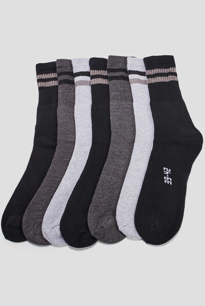 Lot 7 paires chaussettes de sport gris homme