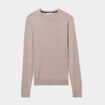 Pull droit col rond coton m&eacute;lang&eacute; beige homme
