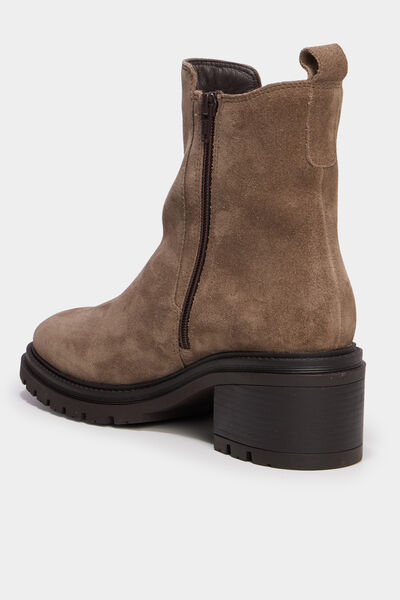 Boots chelsea en cuir &agrave; talons sable femme
