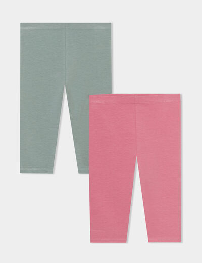 Lot 2 leggings coton vieux rose bébé fille