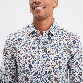 Chemise ajustée col français blanc homme