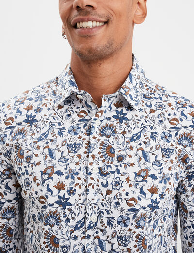 Chemise ajustée col français blanc homme