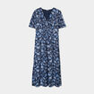 Robe longue empire taille smockée Creeks bleu marine femme