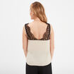Caraco col V avec dentelle beige femme