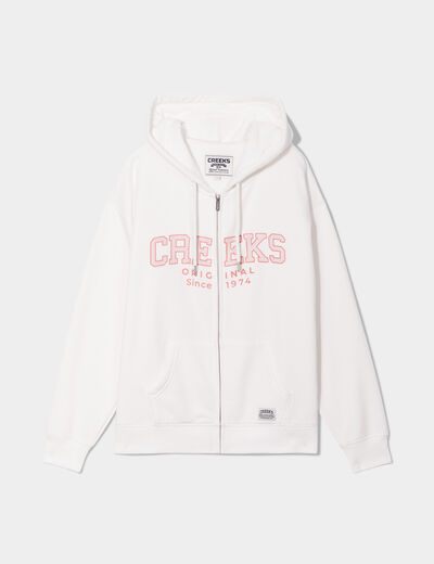 Sweat zippé à capuche Creeks Original blanc femme