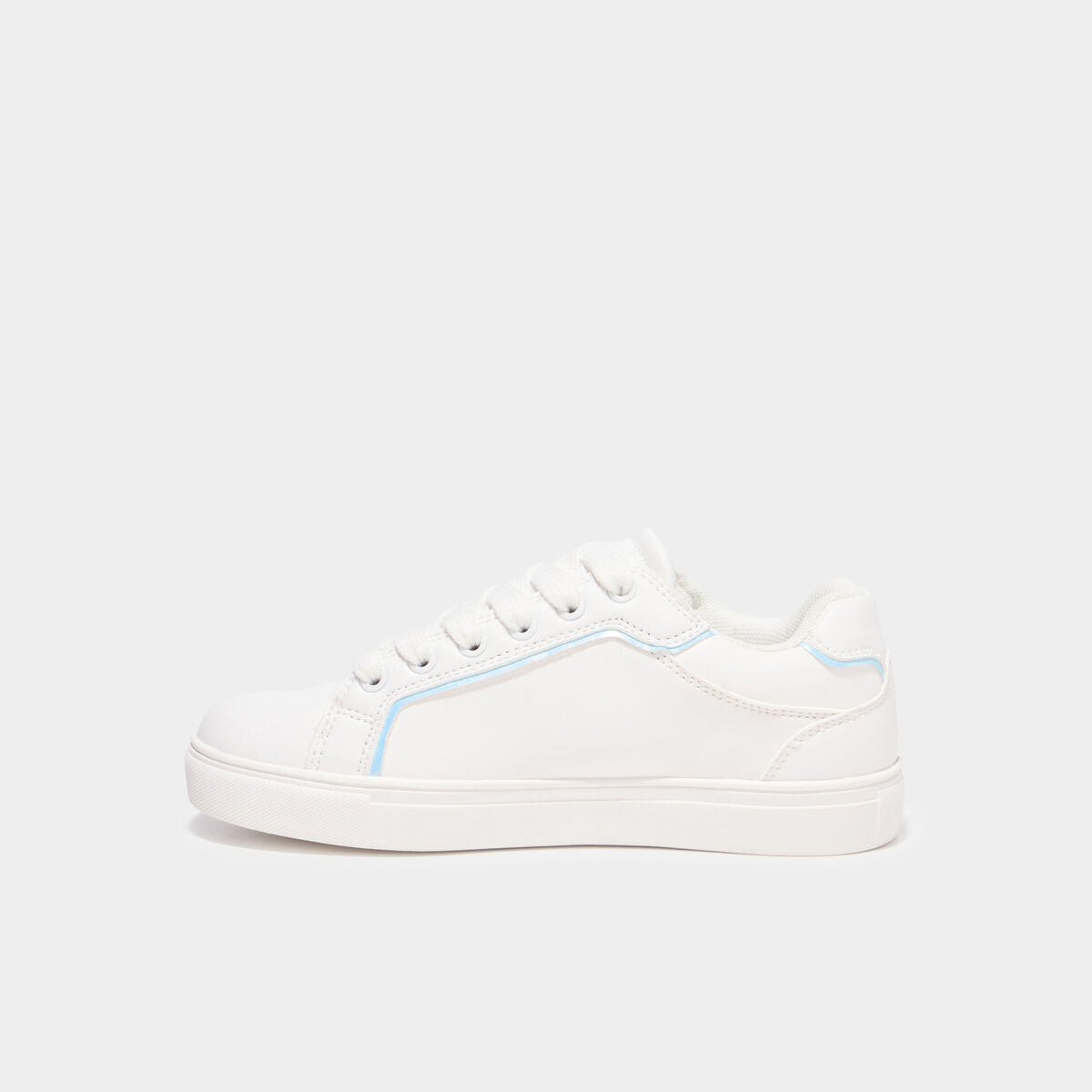 Baskets &agrave; lacets fleurs blanc fille