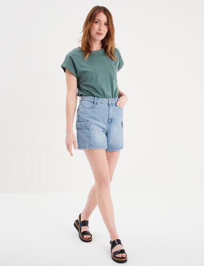 Short en jean cargo denim double stone femme