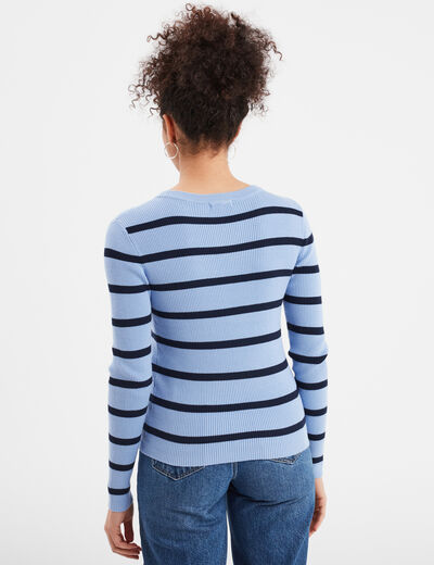 Pull court côtelé ajusté Creeks bleu lavande femme