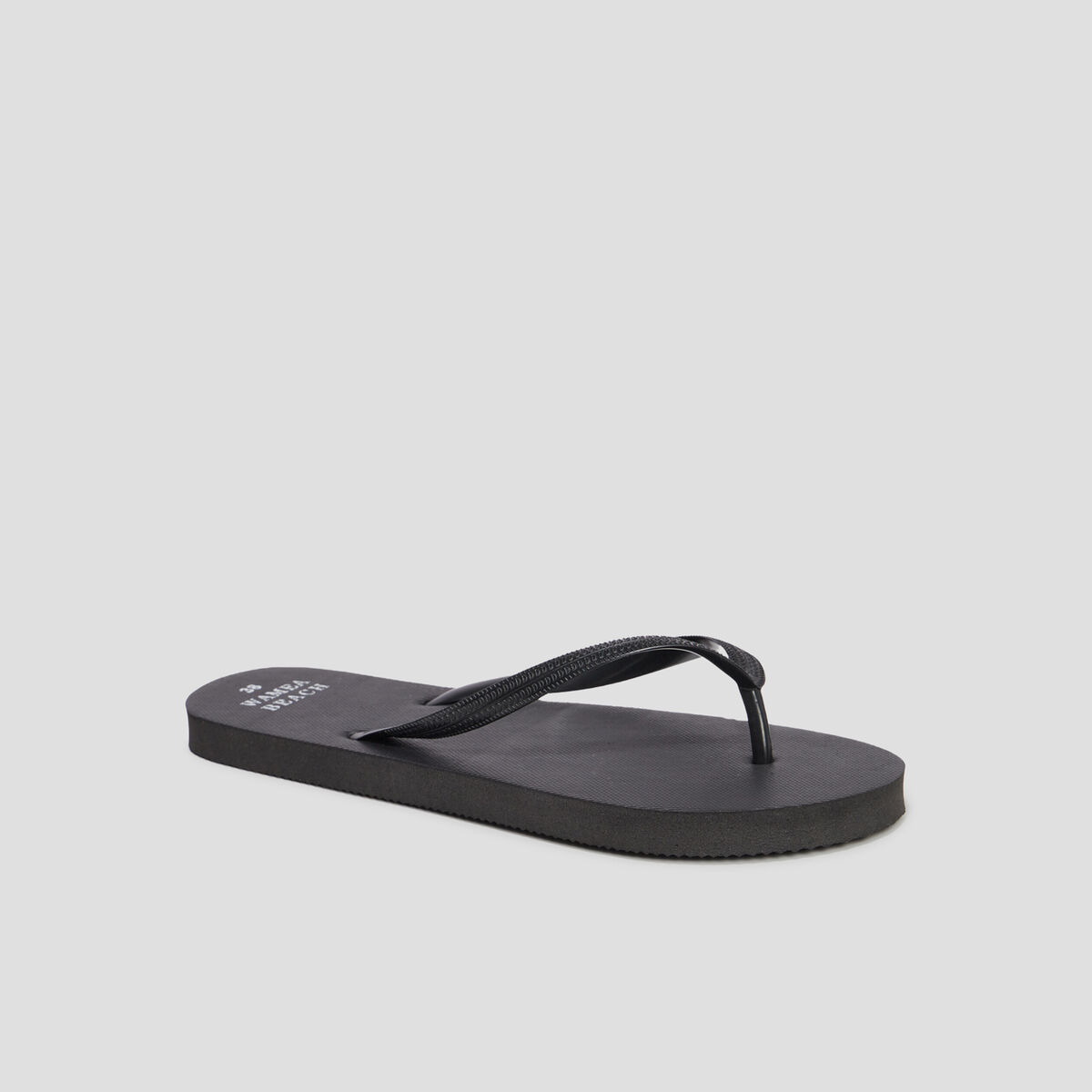 Tongs semelle plate noir femme