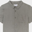 Chemise manches courtes lin mélangé vert kaki garçon