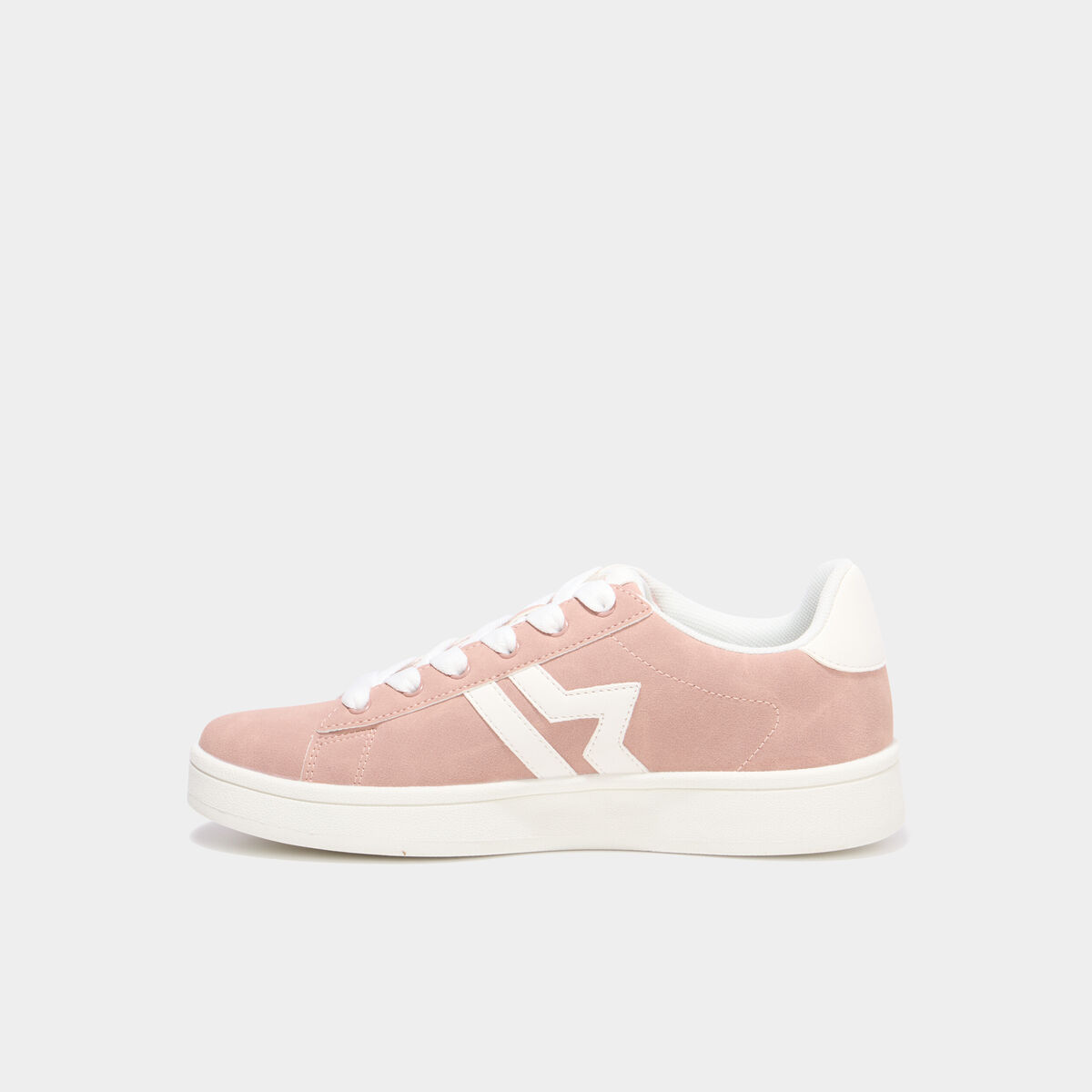 Baskets &agrave; lacets su&eacute;dine rose femme