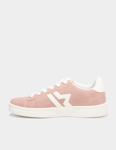 Baskets &agrave; lacets su&eacute;dine rose femme