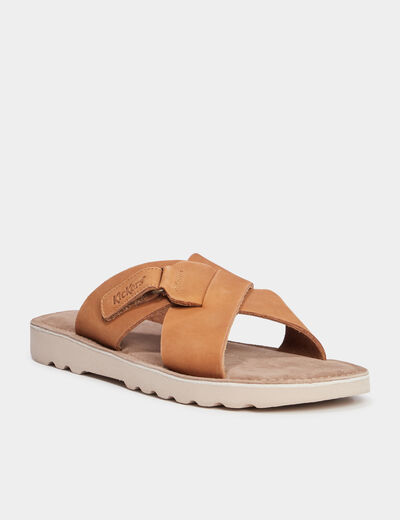 Sandales en cuir sable homme