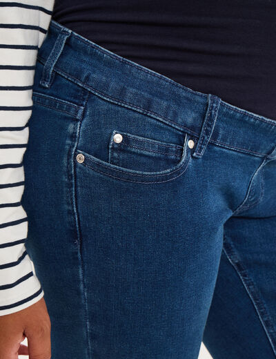 Jeans grossesse skinny avec bandeau denim stone femme maternit&eacute;