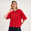 Gilet boutonn&eacute; manches courtes col rond rouge femme