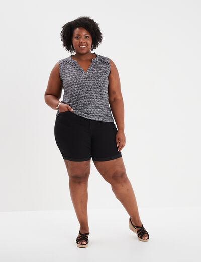 Bermuda ajusté taille haute noir femme grande taille