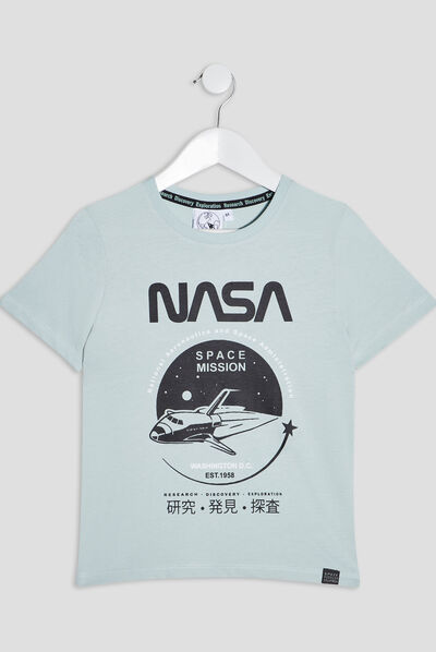 T-shirt manches courtes NASA bleu gris garçon