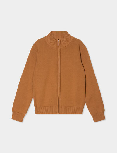 Gilet zippé col montant coton camel garçon
