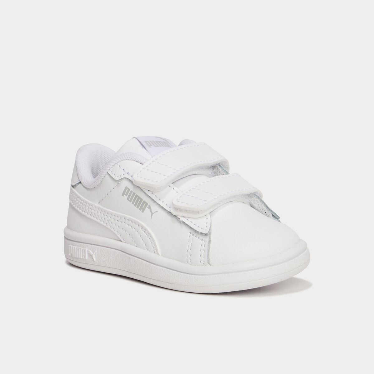 Tennis basses à scratchs en cuir Puma blanc bébé garçon