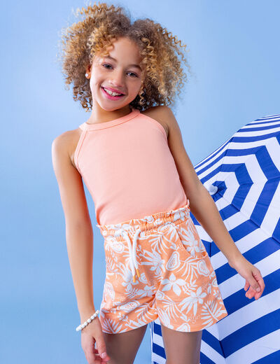 Short jogging slouchy orange fille