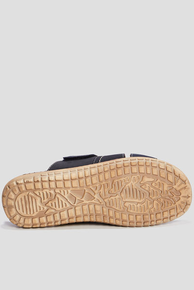 Mules en cuir Walking bleu marine homme