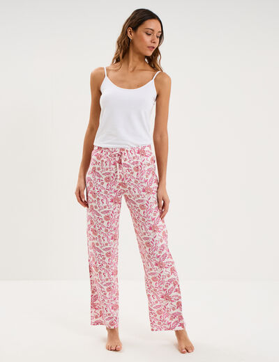 Pantalon de pyjama fluide ecru femme