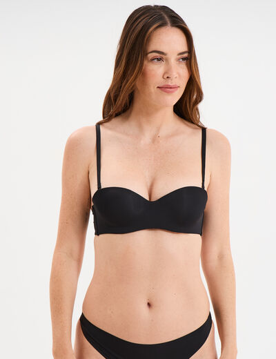 Soutien-gorge bandeau microfibre noir femme