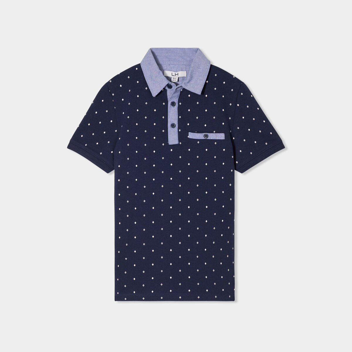Polo manches courtes 1 poche bleu marine gar&ccedil;on