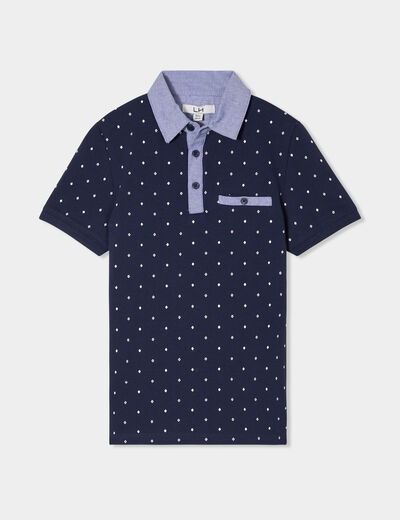 Polo manches courtes 1 poche bleu marine gar&ccedil;on