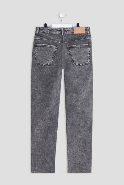Jeans straight taille haute denim noir femme