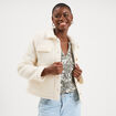 Veste courte droite effet bouclette blanc femme