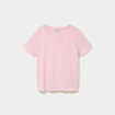 T-shirt manches courtes col en V coton rose clair femme