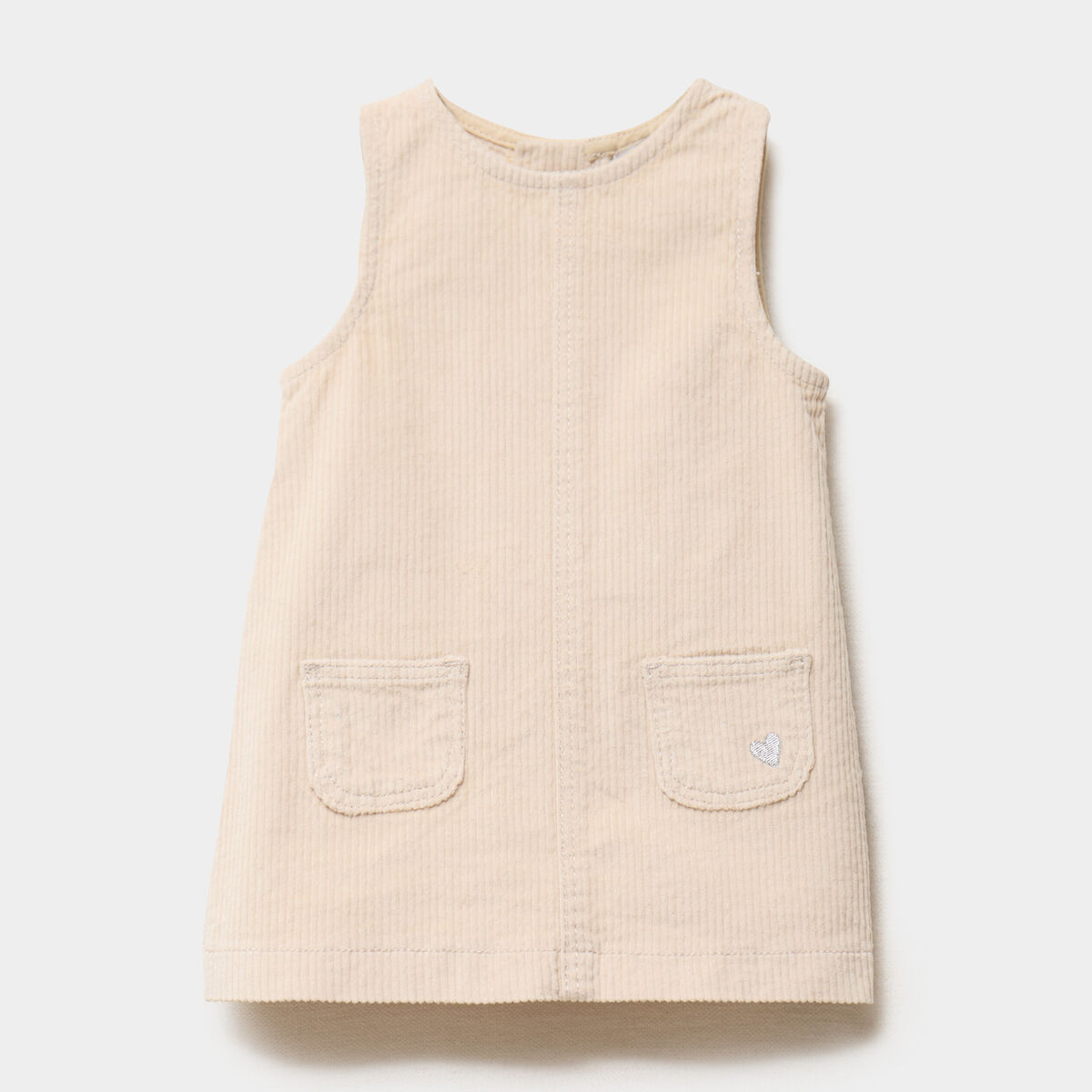 Robe chasuble effet velours c&ocirc;tel&eacute; coton creme b&eacute;b&eacute; fille
