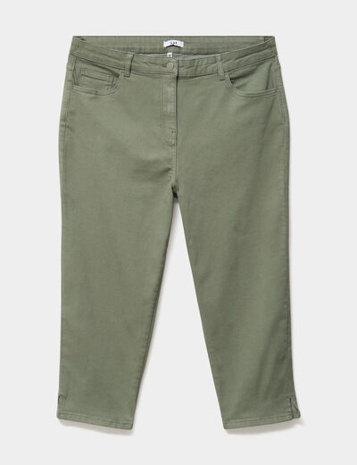 Pantalon corsaire skinny taille haute vert kaki femme grande taille