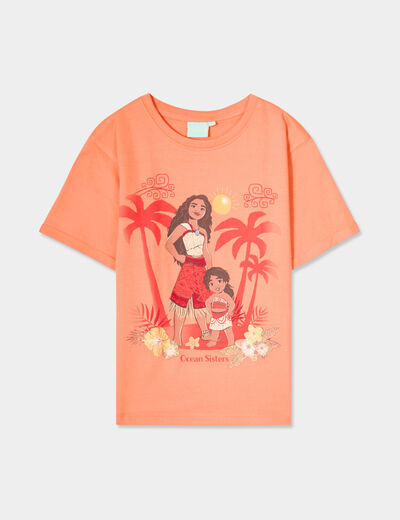 T-shirt manches courtes coton Vaiana orange clair fille