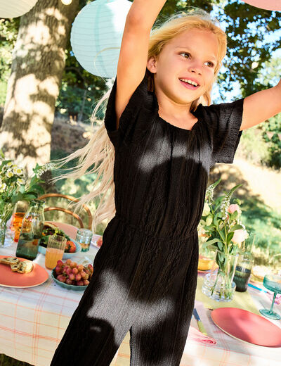 Combinaison pantalon manches courtes noir fille