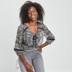 Blouse manches 3/4 détail laçage noir femme