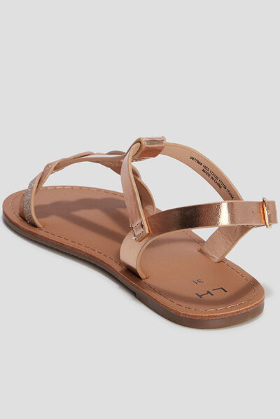 Sandales plates jaune or fille