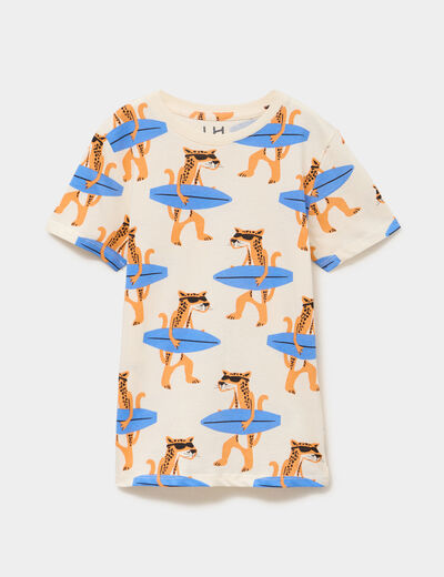 T-shirt manches courtes coton ecru gar&ccedil;on